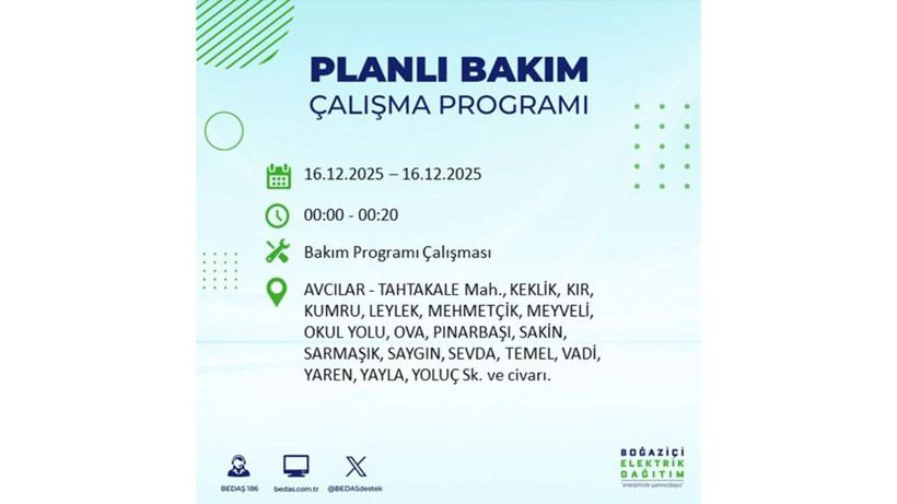 İstanbul’da 16 Aralık Salı günü geniş çaplı elektrik kesintileri yaşanacak! - Resim: 94