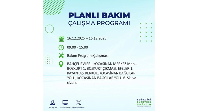 İstanbul’da 16 Aralık Salı günü geniş çaplı elektrik kesintileri yaşanacak! - Resim: 25