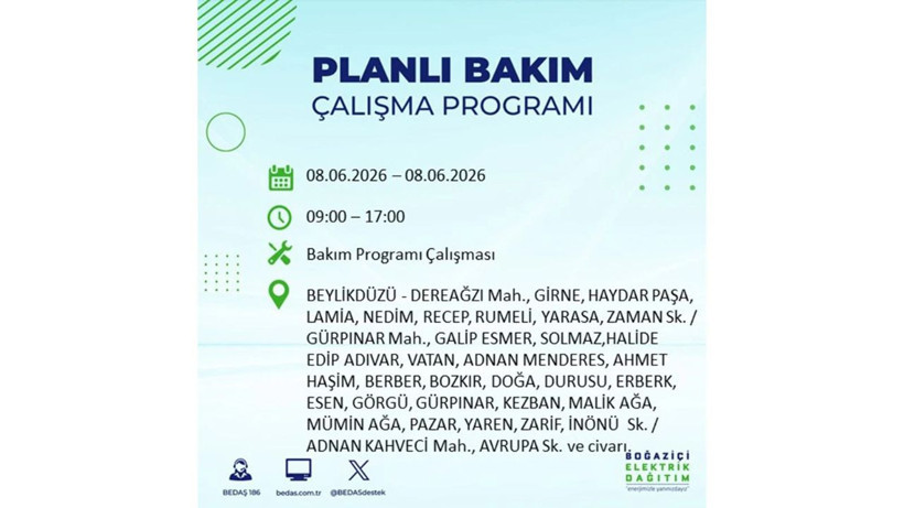İstanbul 8 Haziran elektrik kesintisi programı: O ilçelerde gün boyu elektrik olmayacak! - Resim: 45