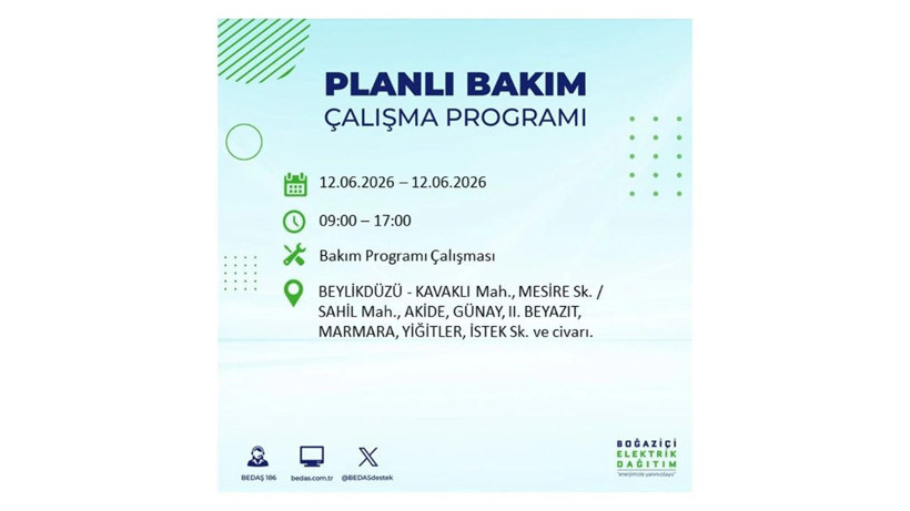 İstanbul 12 Haziran elektrik kesintisi programı: O ilçelerde gün boyu elektrik olmayacak! - Resim: 17