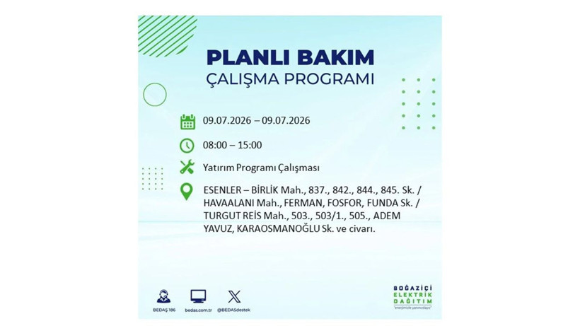 İstanbul 9 Temmuz kesintisi programı: O ilçelerde saatlerce elektrik olmayacak! - Resim: 37