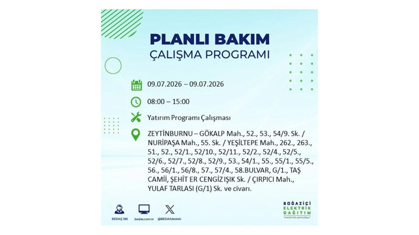İstanbul 9 Temmuz kesintisi programı: O ilçelerde saatlerce elektrik olmayacak! - Resim: 69