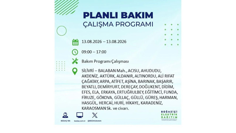 İstanbul 13 Ağustos kesintisi programı: O ilçelerde saatlerce elektrik olmayacak! - Resim: 42