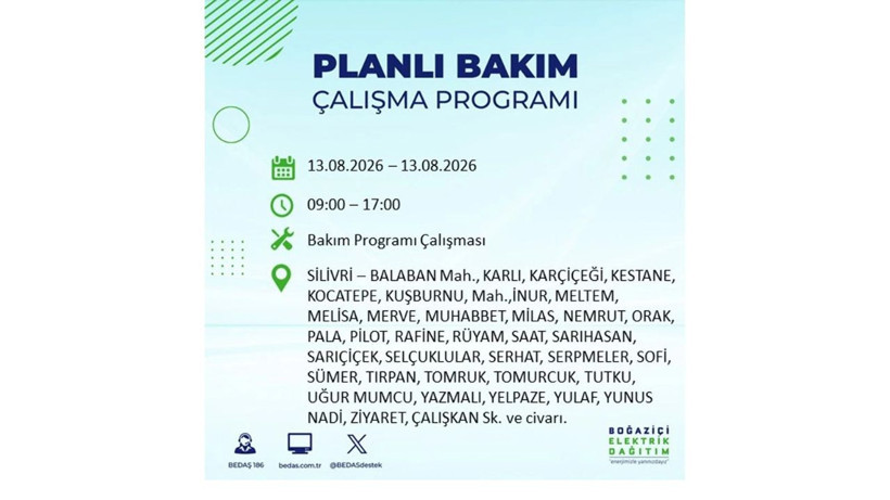 İstanbul 13 Ağustos kesintisi programı: O ilçelerde saatlerce elektrik olmayacak! - Resim: 43