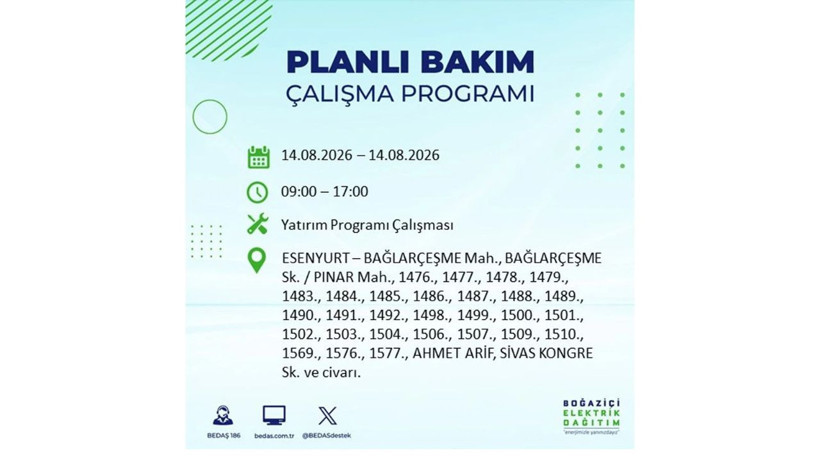 İstanbul 14 Ağustos kesintisi programı: O ilçelerde saatlerce elektrik olmayacak! - Resim: 24