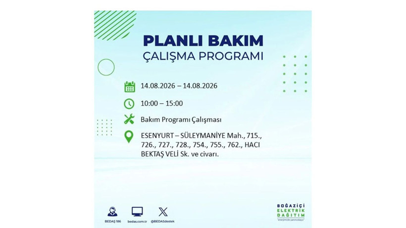 İstanbul 14 Ağustos kesintisi programı: O ilçelerde saatlerce elektrik olmayacak! - Resim: 27