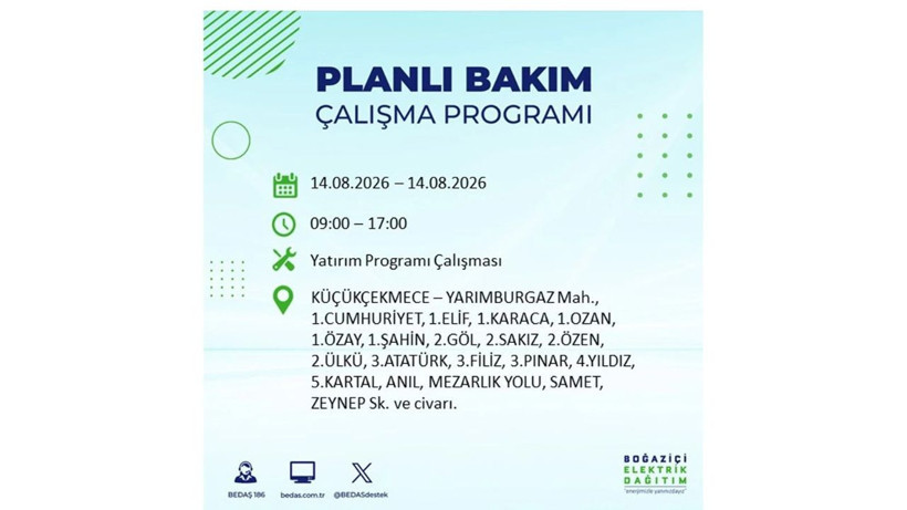 İstanbul 14 Ağustos kesintisi programı: O ilçelerde saatlerce elektrik olmayacak! - Resim: 35
