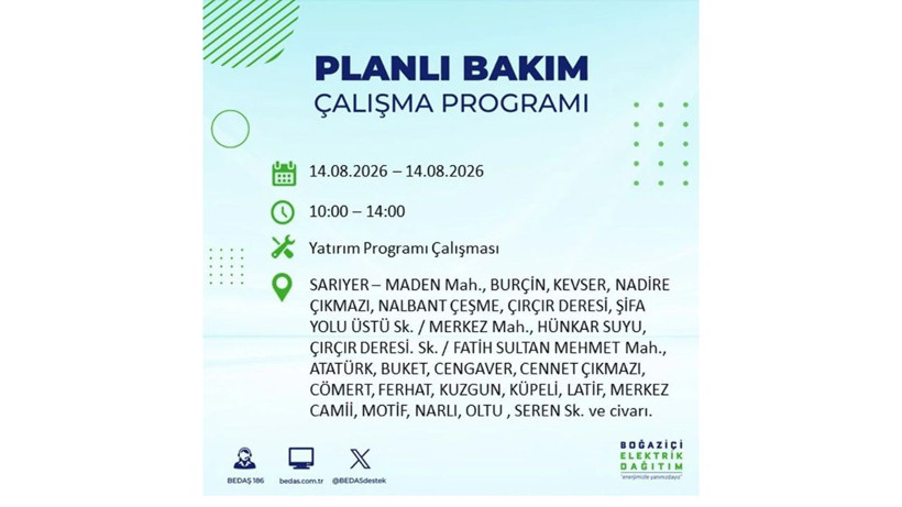 İstanbul 14 Ağustos kesintisi programı: O ilçelerde saatlerce elektrik olmayacak! - Resim: 36