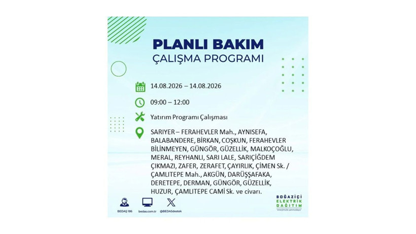 İstanbul 14 Ağustos kesintisi programı: O ilçelerde saatlerce elektrik olmayacak! - Resim: 40