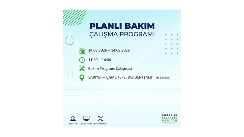 İstanbul 14 Ağustos kesintisi programı: O ilçelerde saatlerce elektrik olmayacak! - Resim: 41