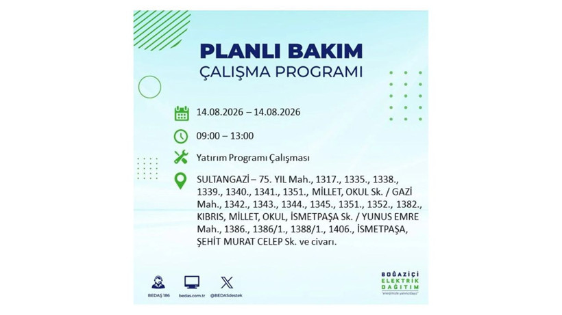 İstanbul 14 Ağustos kesintisi programı: O ilçelerde saatlerce elektrik olmayacak! - Resim: 46
