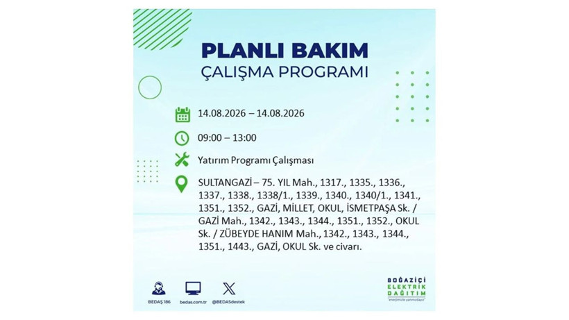 İstanbul 14 Ağustos kesintisi programı: O ilçelerde saatlerce elektrik olmayacak! - Resim: 48