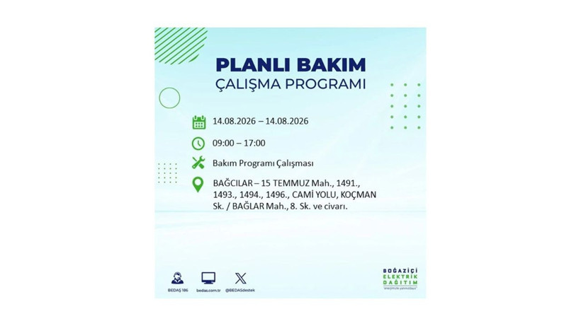 İstanbul 14 Ağustos kesintisi programı: O ilçelerde saatlerce elektrik olmayacak! - Resim: 6