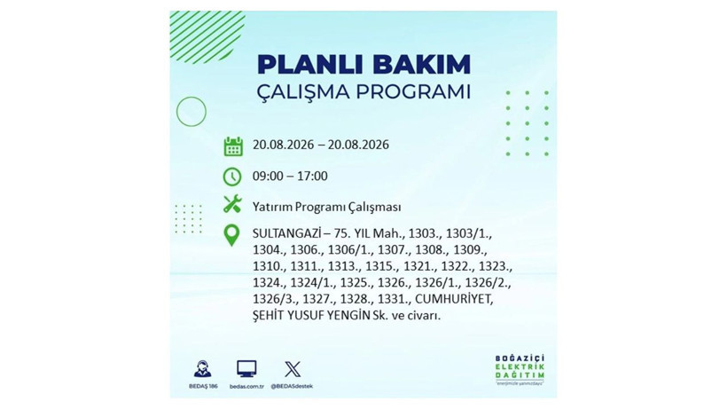 İstanbul 20 Ağustos kesintisi programı: O ilçelerde saatlerce elektrik olmayacak! - Resim: 46