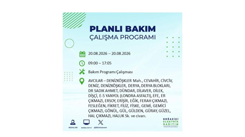 İstanbul 20 Ağustos kesintisi programı: O ilçelerde saatlerce elektrik olmayacak! - Resim: 5