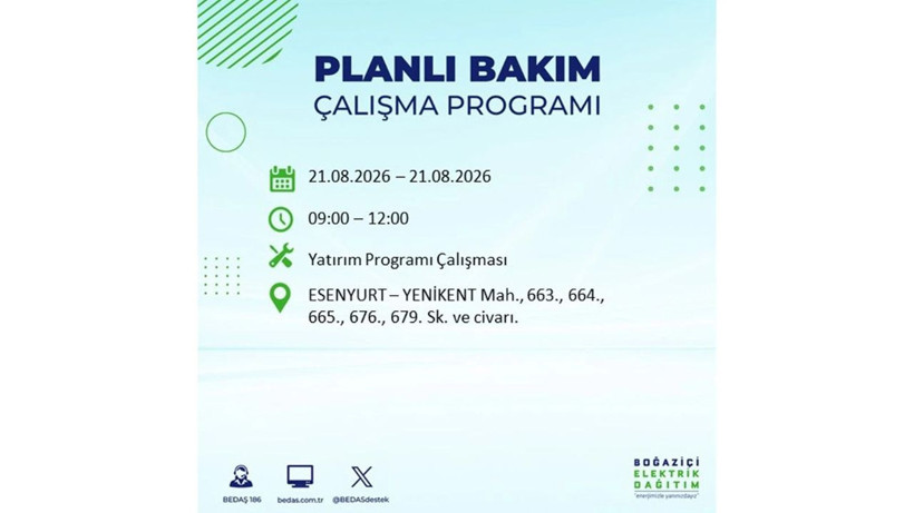 İstanbul 21 Ağustos kesintisi programı: O ilçelerde saatlerce elektrik olmayacak! - Resim: 19