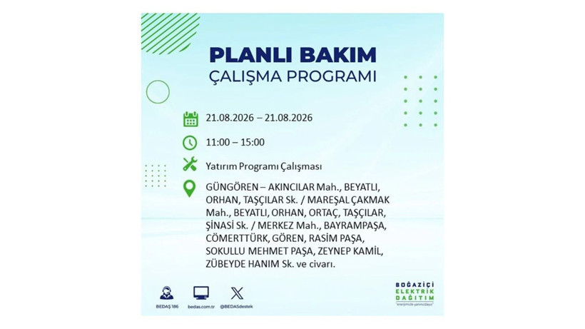 İstanbul 21 Ağustos kesintisi programı: O ilçelerde saatlerce elektrik olmayacak! - Resim: 26
