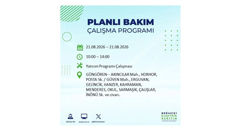 İstanbul 21 Ağustos kesintisi programı: O ilçelerde saatlerce elektrik olmayacak! - Resim: 29