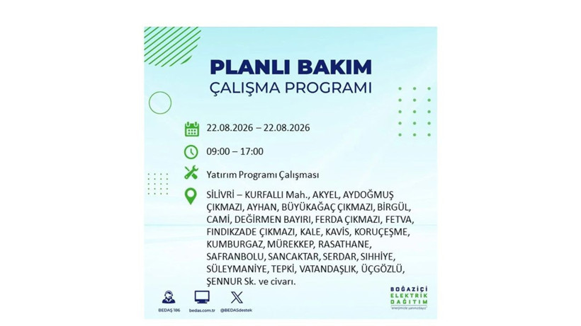 İstanbul 22 Ağustos kesintisi programı: O ilçelerde saatlerce elektrik olmayacak! - Resim: 20