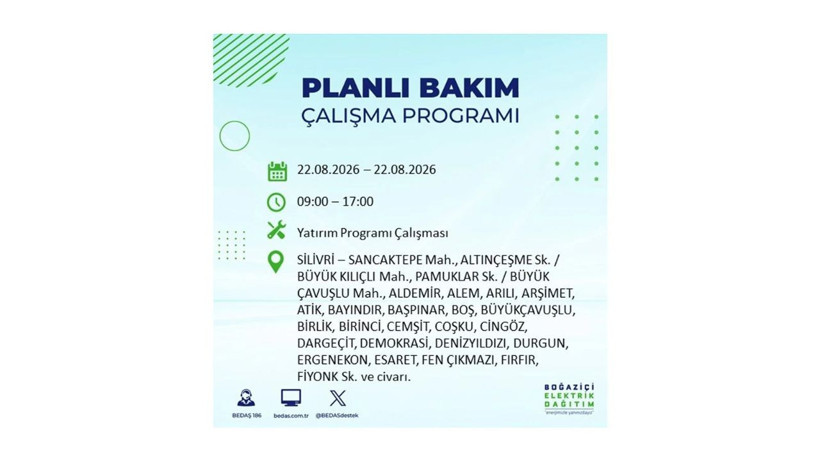 İstanbul 22 Ağustos kesintisi programı: O ilçelerde saatlerce elektrik olmayacak! - Resim: 21