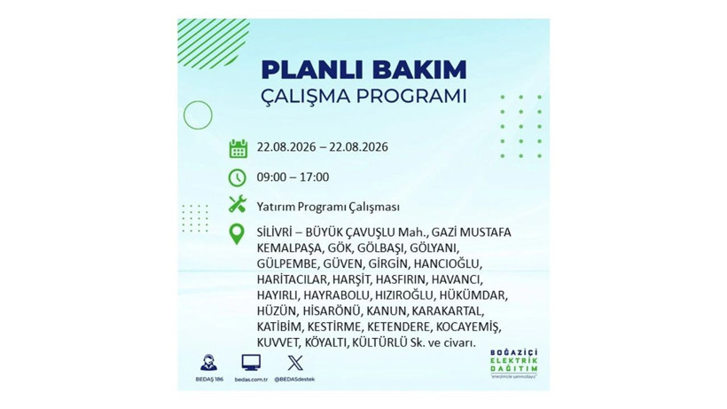 İstanbul 22 Ağustos kesintisi programı: O ilçelerde saatlerce elektrik olmayacak! - Resim: 22