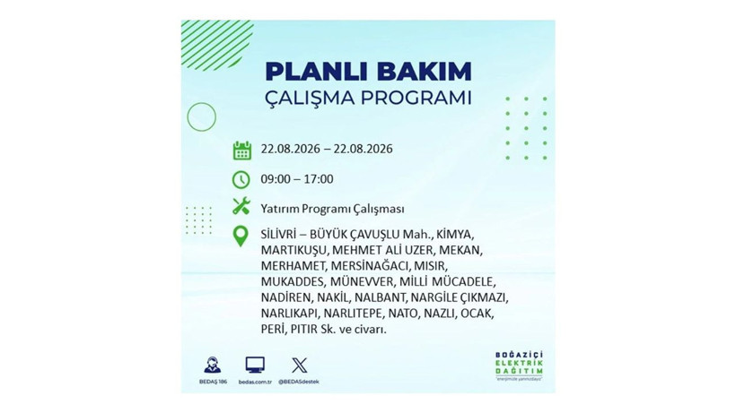 İstanbul 22 Ağustos kesintisi programı: O ilçelerde saatlerce elektrik olmayacak! - Resim: 23