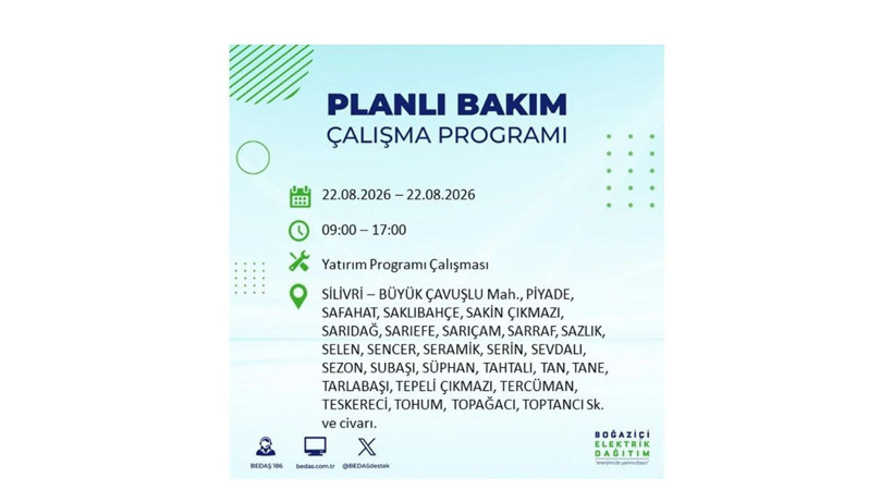İstanbul 22 Ağustos kesintisi programı: O ilçelerde saatlerce elektrik olmayacak! - Resim: 24