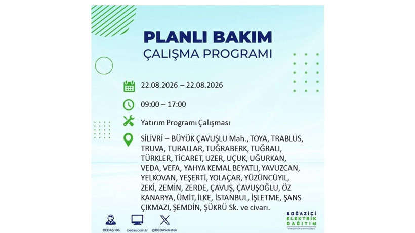 İstanbul 22 Ağustos kesintisi programı: O ilçelerde saatlerce elektrik olmayacak! - Resim: 25