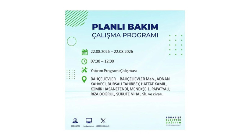 İstanbul 22 Ağustos kesintisi programı: O ilçelerde saatlerce elektrik olmayacak! - Resim: 6
