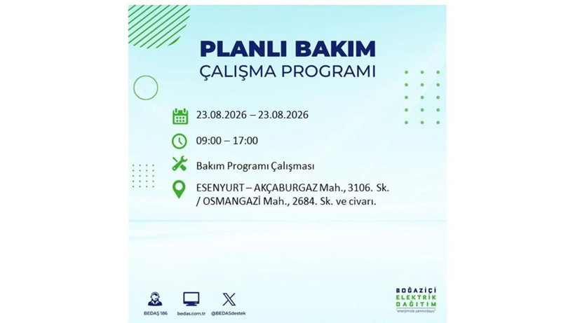 İstanbul 23 Ağustos kesintisi programı: O ilçelerde saatlerce elektrik olmayacak! - Resim: 4