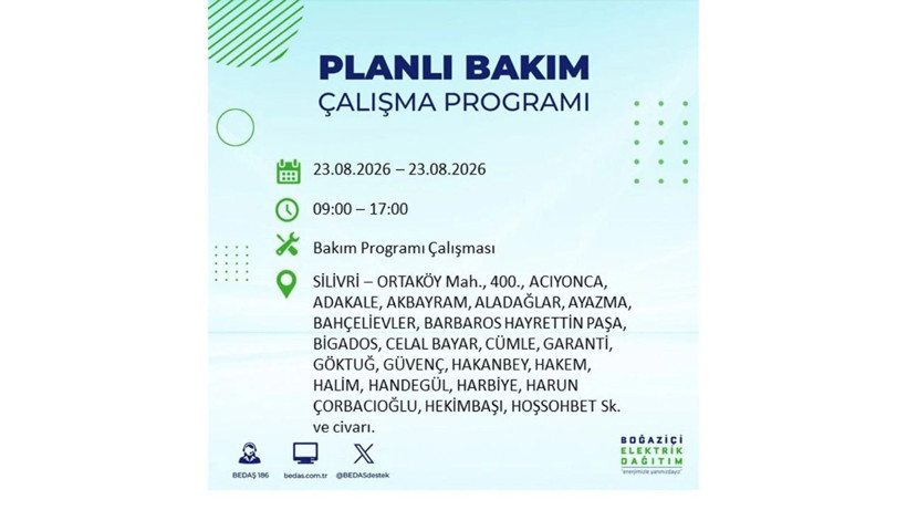 İstanbul 23 Ağustos kesintisi programı: O ilçelerde saatlerce elektrik olmayacak! - Resim: 8