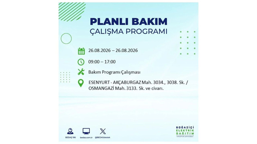İstanbul 26 Ağustos kesintisi programı: O ilçelerde saatlerce elektrik olmayacak! - Resim: 34