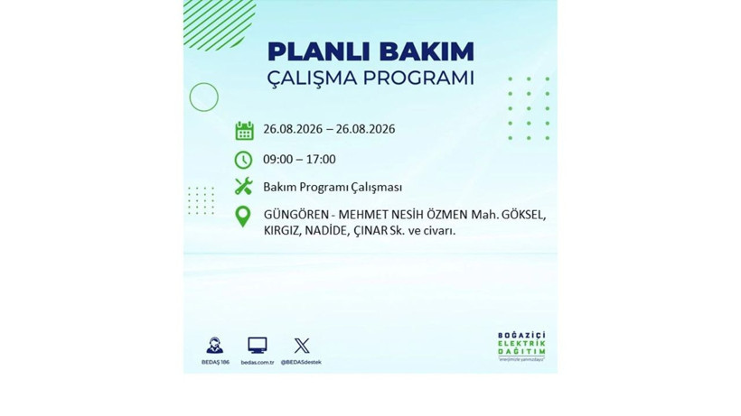 İstanbul 26 Ağustos kesintisi programı: O ilçelerde saatlerce elektrik olmayacak! - Resim: 44