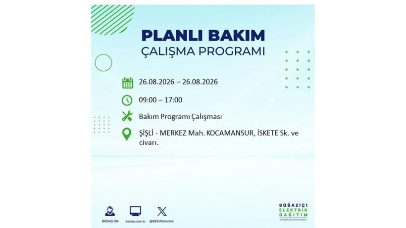 İstanbul 26 Ağustos kesintisi programı: O ilçelerde saatlerce elektrik olmayacak! - Resim: 57