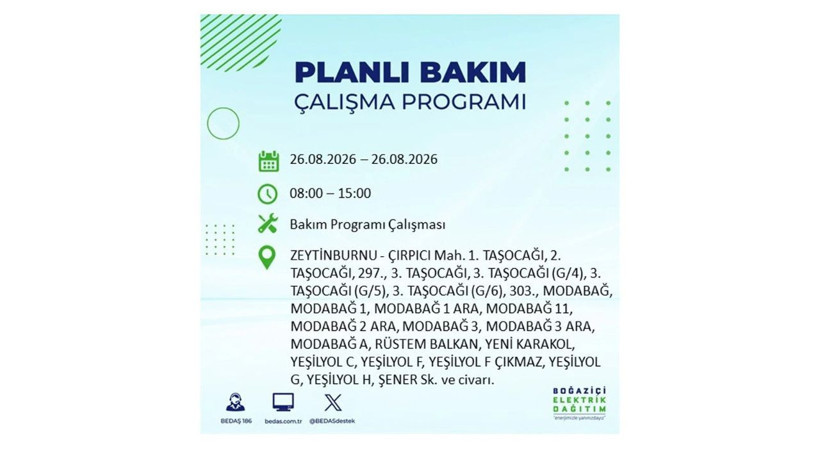 İstanbul 26 Ağustos kesintisi programı: O ilçelerde saatlerce elektrik olmayacak! - Resim: 59