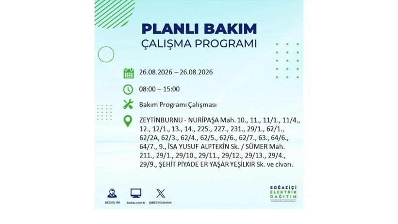 İstanbul 26 Ağustos kesintisi programı: O ilçelerde saatlerce elektrik olmayacak! - Resim: 60