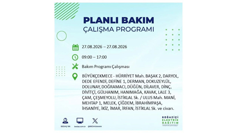İstanbul 27 Ağustos kesintisi programı: O ilçelerde saatlerce elektrik olmayacak! - Resim: 29