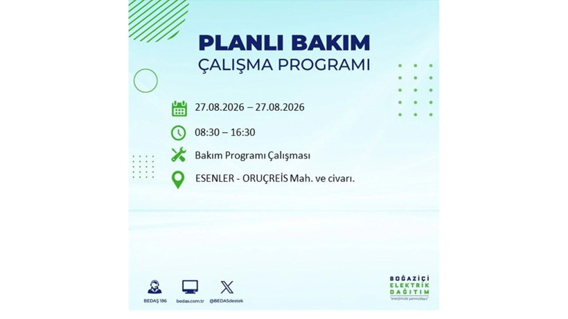 İstanbul 27 Ağustos kesintisi programı: O ilçelerde saatlerce elektrik olmayacak! - Resim: 33