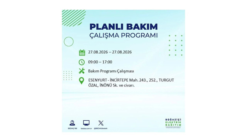 İstanbul 27 Ağustos kesintisi programı: O ilçelerde saatlerce elektrik olmayacak! - Resim: 35