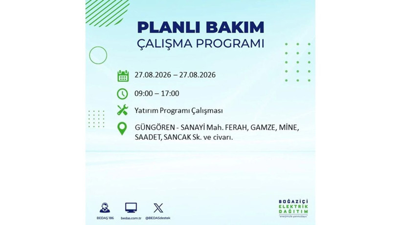 İstanbul 27 Ağustos kesintisi programı: O ilçelerde saatlerce elektrik olmayacak! - Resim: 46