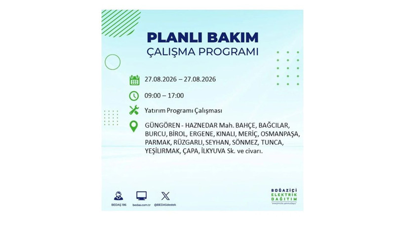 İstanbul 27 Ağustos kesintisi programı: O ilçelerde saatlerce elektrik olmayacak! - Resim: 47