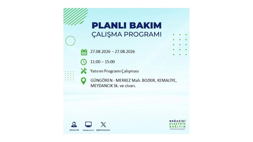İstanbul 27 Ağustos kesintisi programı: O ilçelerde saatlerce elektrik olmayacak! - Resim: 50