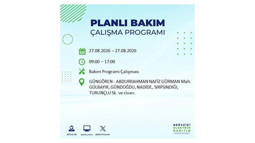 İstanbul 27 Ağustos kesintisi programı: O ilçelerde saatlerce elektrik olmayacak! - Resim: 51