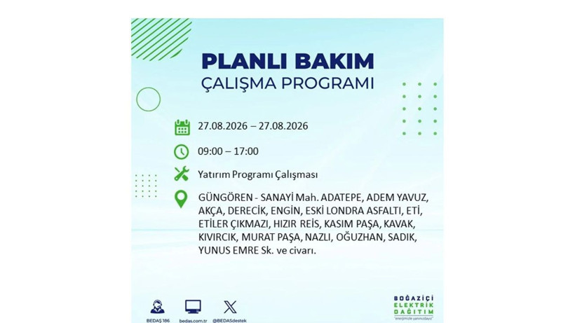 İstanbul 27 Ağustos kesintisi programı: O ilçelerde saatlerce elektrik olmayacak! - Resim: 54