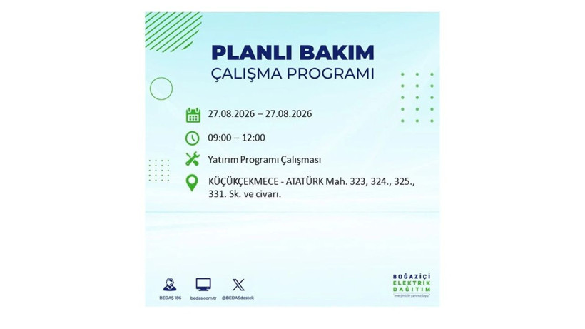 İstanbul 27 Ağustos kesintisi programı: O ilçelerde saatlerce elektrik olmayacak! - Resim: 60
