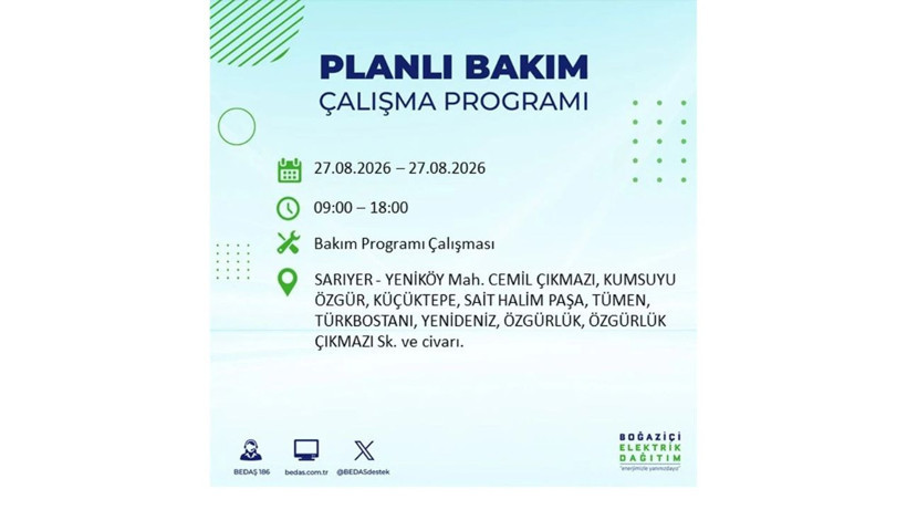 İstanbul 27 Ağustos kesintisi programı: O ilçelerde saatlerce elektrik olmayacak! - Resim: 65