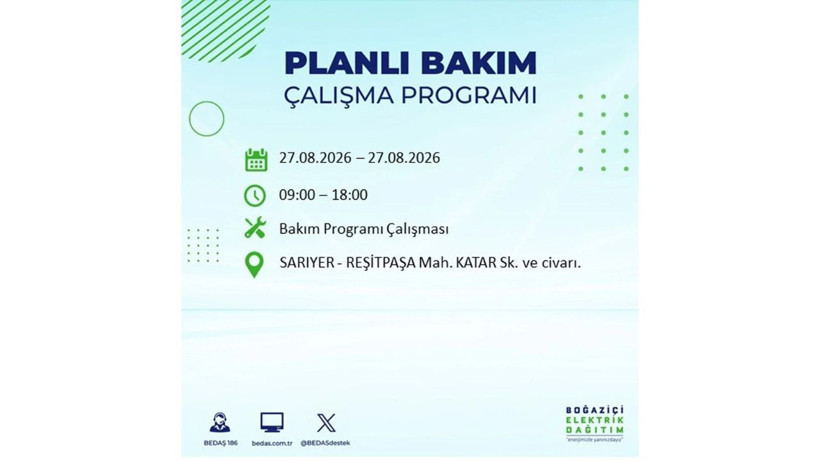 İstanbul 27 Ağustos kesintisi programı: O ilçelerde saatlerce elektrik olmayacak! - Resim: 68