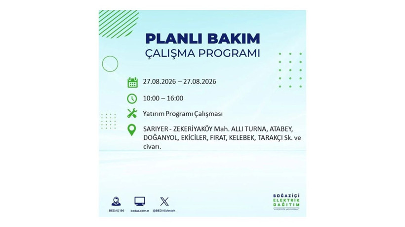 İstanbul 27 Ağustos kesintisi programı: O ilçelerde saatlerce elektrik olmayacak! - Resim: 70
