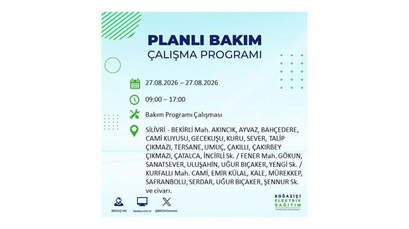 İstanbul 27 Ağustos kesintisi programı: O ilçelerde saatlerce elektrik olmayacak! - Resim: 71