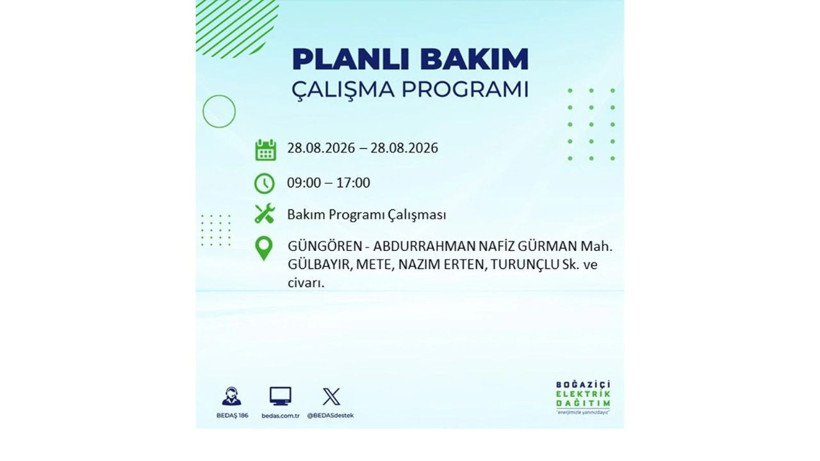 İstanbul 28 Ağustos kesintisi programı: O ilçelerde saatlerce elektrik olmayacak! - Resim: 41